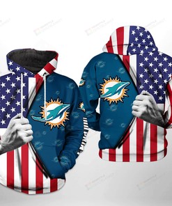 Miami Dolphins Nfl Us Flag Team 3D All Over Print Hoodie, Zip-Up Hoodie