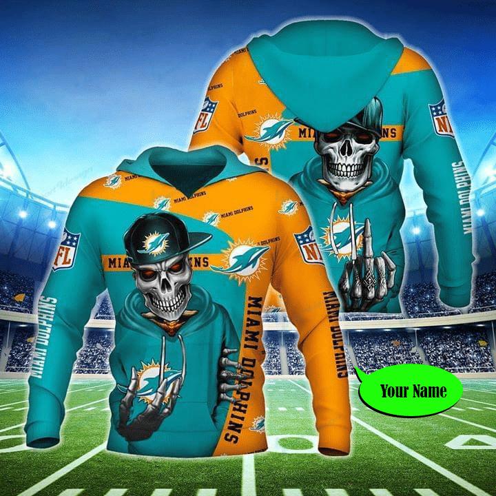 Miami Dolphins Personalized All Over Printed Hoodie - Image 2