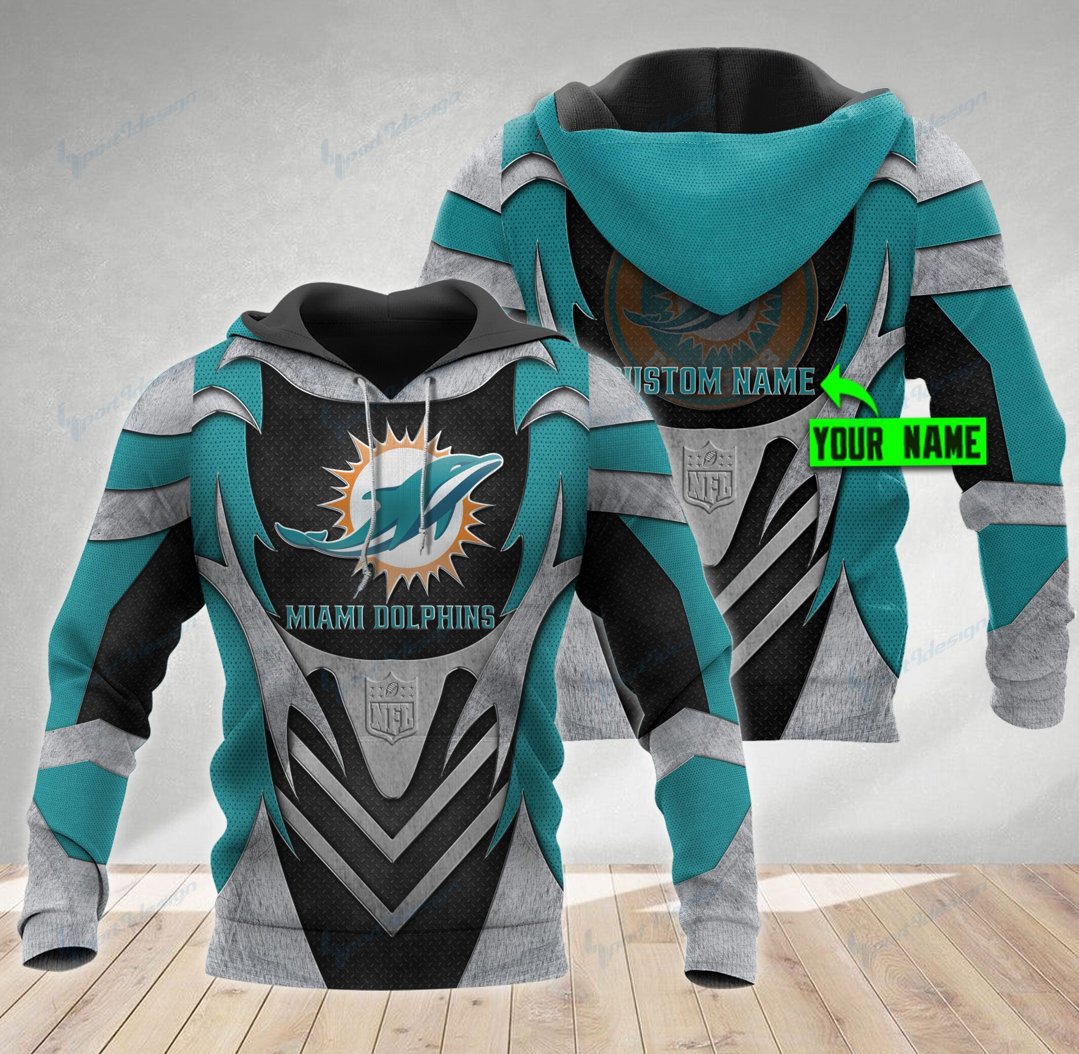 Miami Dolphins Personalized All Over Printed Hoodie, Zip-Up Hoodie For Fan