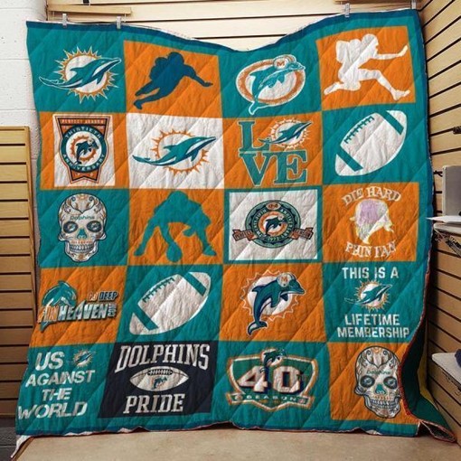 Miami Dolphins Quilt Blanket Bedding Set Gifts for Fans