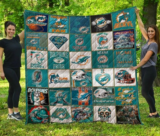 Miami Dolphins Quilt Blanket Bedding Set Gifts for NFL Fans