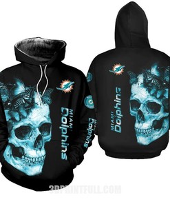 Miami Dolphins Skull 3D Hoodie For Fan