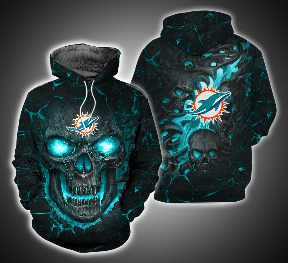 Miami Dolphins Skull 3D Print Hoodie Gifts For NFL Fans