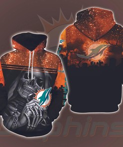 Miami Dolphins Skull Halloween 3D Printed Hoodie