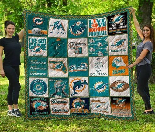 Miami Dolphins Team NFL Quilt Blanket Bedding Set