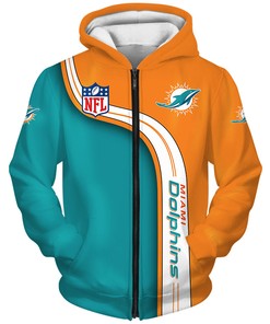 Miami Dolphins Zip Hoodie 3D Cute Zip Hoodie Pullover Gift for Fans