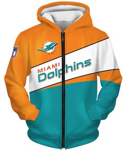Miami Dolphins Zip Hoodie 3D Zip Hoodie