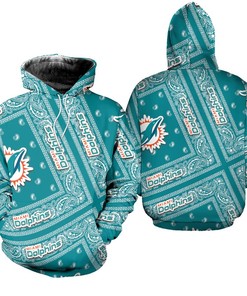 Miami Dolphins Zip Hoodie Limited Edition Bandana Skull