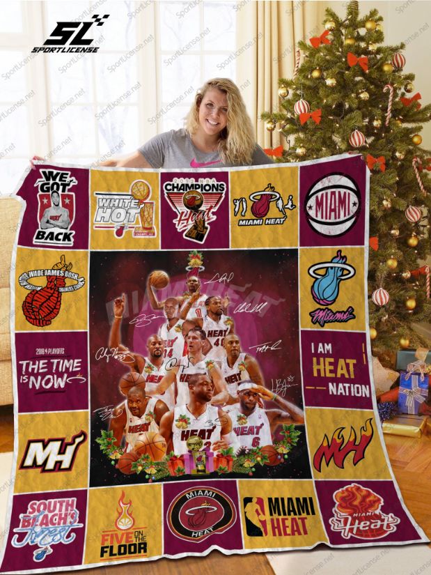 Miami Heat Christmas Tree Gift Quilt Blanket Bedding Set
