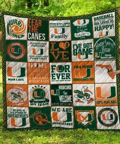 Miami Hurricanes Ncaa Collection Love Quilt Blanket