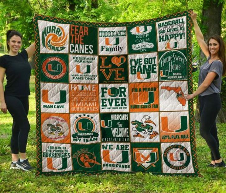 Miami Hurricanes Ncaa Collection Love Quilt Blanket