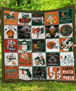 Miami Hurricanes Quilt Blanket Bedding Set Fan Gift