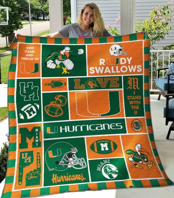 Miami Hurricanes Quilt Blanket Bedding Set for Home Décor