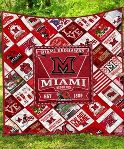 Miami Oh Redhawks Ncaa Collection Quilt Blanket Bedding Set