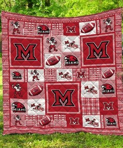 Miami Redhawks Ncaa Quilt Blanket Bedding Set for Home Décor