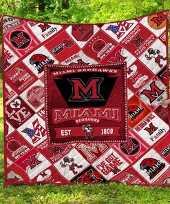 Miami Redhawks Quilt Blanket Bedding Set Gifts for Fans