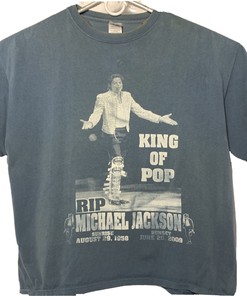 Michael Jackson 1958-2009 Rip King Of Pop Shirt Mens Xl Rare Tee Blue Distressed