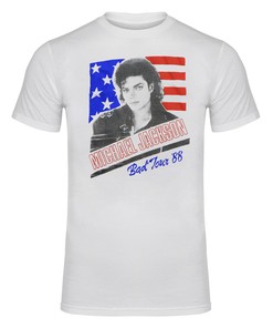 Michael Jackson Bad World Tour 1988 White T-Shirt Double Sided Tee
