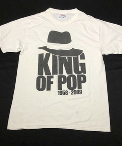 Michael Jackson King Of Pop 1958-2009 Tee T Shirt Mens M White Crew Neck