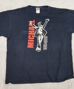 Michael Jackson Shirt Men Black Cotton Crew King Pop Music Mj Adult