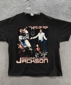 Michael Jackson Shirt Mens Black King Of Pop 2009 Casual Short Sleeve