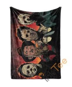 Michael Myers Freddy Krueger Leatherface Jason Voorhees Horror Movie Characters Sherpa Fleece Blanket Gifts for Family, for Couple