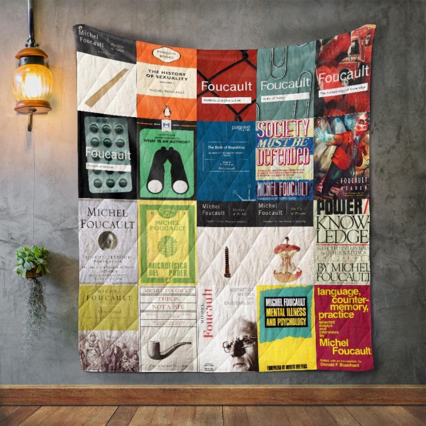 Michel Foucault Books Quilt Blanket DUP