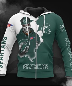 Michigan State Spartans Hoodie 3D Zip Hoodie Long Sleeve Zip Hoodie for Fan