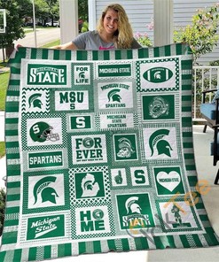 Michigan State Spartans Quilt Blanket Bedding Set With Pilliwcases Option