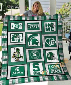 Michigan State Spartans Quilt Blanket Bedding Set With Pilliwcases Option Ver2