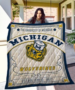 Michigan Wolverine Quilt Blanket Bedding Set Gifts for Fans