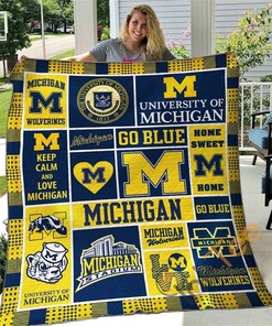 Michigan Wolverines 3 Quilt Blanket Bedding Set