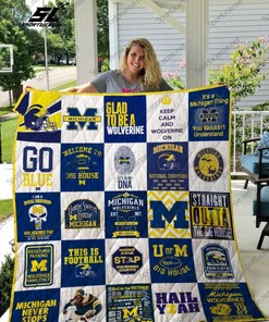 Michigan Wolverines Quilt Blanket Bedding Set Fan Gift