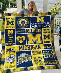 Michigan Wolverines Quilt Blanket Bedding Set Gifts for Fans