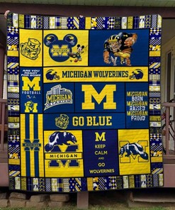 Michigan Wolverines Ver1 Quilt Blanket Bedding Set