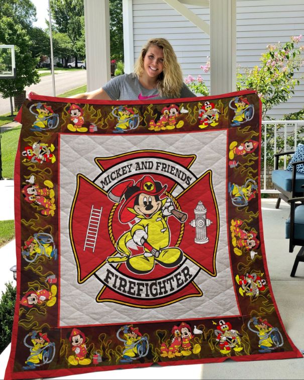 Mickey And Friends Firefighter Quilt Blanket Bedding Set