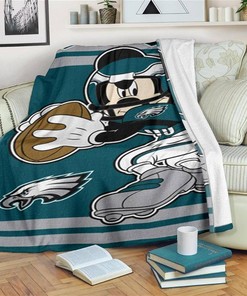 Mickey Eagles Sherpa Fleece Blanket Gifts for Family, for Couple