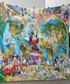 Mickey Mouse And Disney All Characters Fan Gift, Disney Map Quilt Blanket Bedding Set, Magic Mickey Mouse Quilt Blanket Bedding Set
