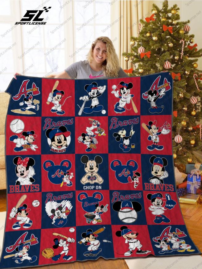 Mickey Mouse Atlanta Braves Quilt Blanket