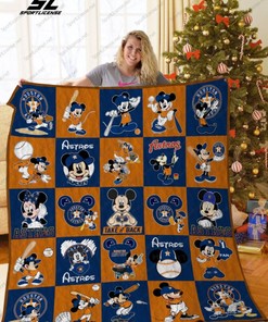 Mickey Mouse Houston Astros Christmas Quilt Blanket Bedding Set