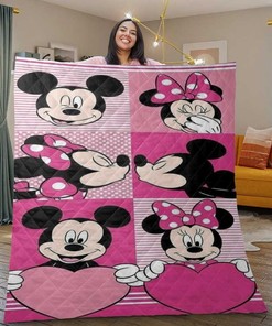 Mickey Mouse Minnie Mouse Quilt Blanket Bedding Set, Mickey Mouse Minnie Mouse Gift For Fan, Mickey Mouse Minnie Mouse Quilt Blanket Bedding Set