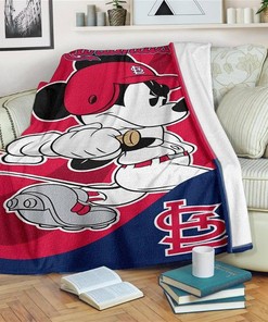 Mickey Plays Cardinals Baseball Sherpa Fleece Blanket Gifts for Family, for Couple