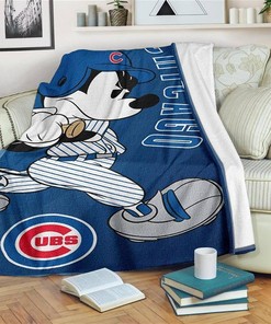 Mickey Plays Cubs Baseball Sherpa Fleece Blanket Gifts for Family, for Couple
