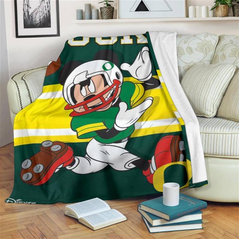 Mickey Plays Ducks Football Sherpa Fleece Blanket Gifts for Family, for Couple
