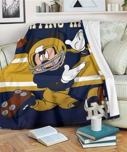 Mickey Plays Fighting Irish Football Sherpa Fleece Blanket Gifts for Family, for Couple