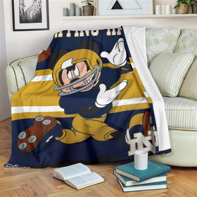 Mickey Plays Fighting Irish Football Sherpa Fleece Blanket Gifts for Family, for Couple