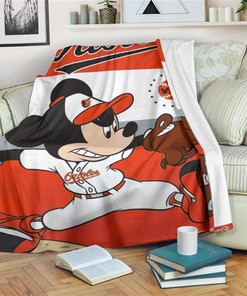 Mickey Plays Orioles Baseball Sherpa Fleece Blanket Gifts for Family, for Couple