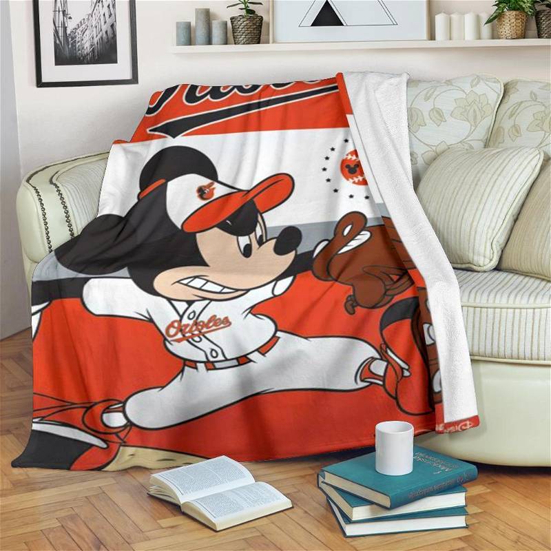 Mickey Plays Orioles Baseball Sherpa Fleece Blanket Gifts for Family, for Couple
