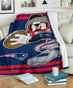 Mickey Plays Patriots Football Sherpa Fleece Blanket Gifts for Family, for Couple