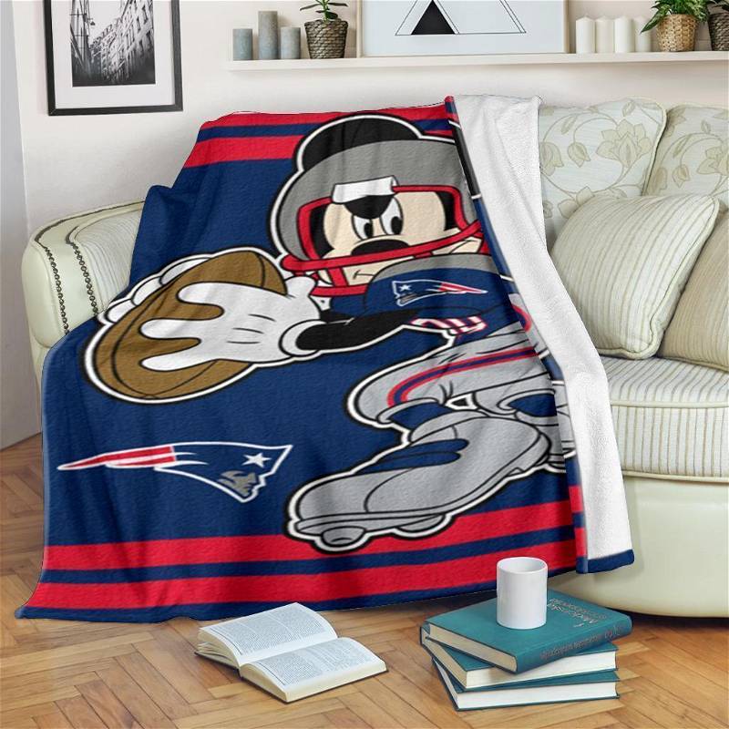 Mickey Plays Patriots Football Sherpa Fleece Blanket Gifts for Family, for Couple